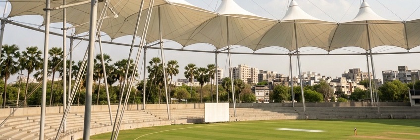 Stadium fabric canopy