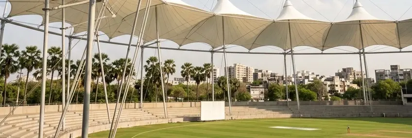 Stadium fabric canopy
